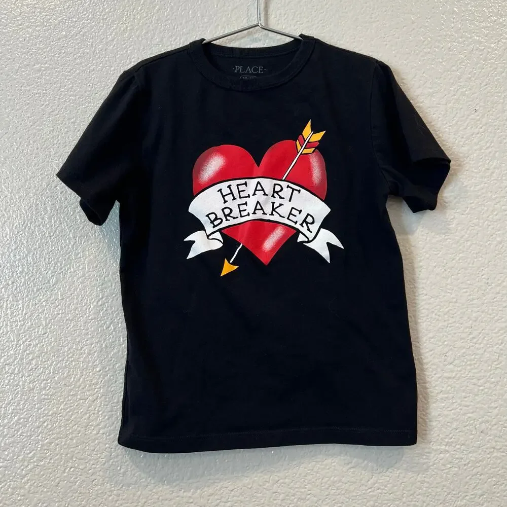 The Children’s Place Heartbreaker Tee T-shirt black red heart